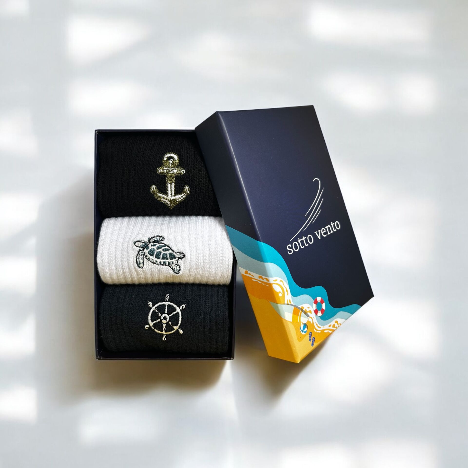 3'lü Nakış Desenli Erkek Çorap - Navy Colection