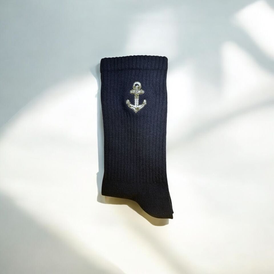 3'lü Nakış Desenli Erkek Çorap - Navy Colection