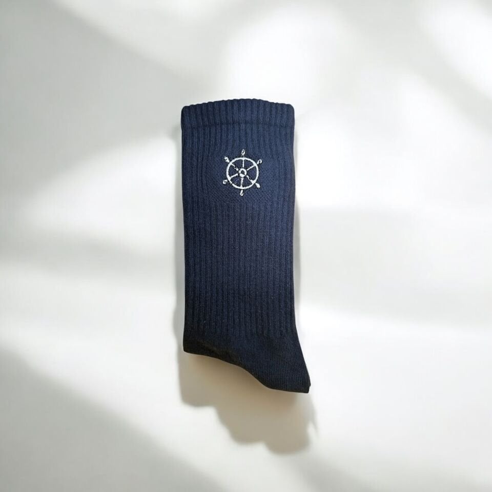 3'lü Nakış Desenli Erkek Çorap - Navy Colection