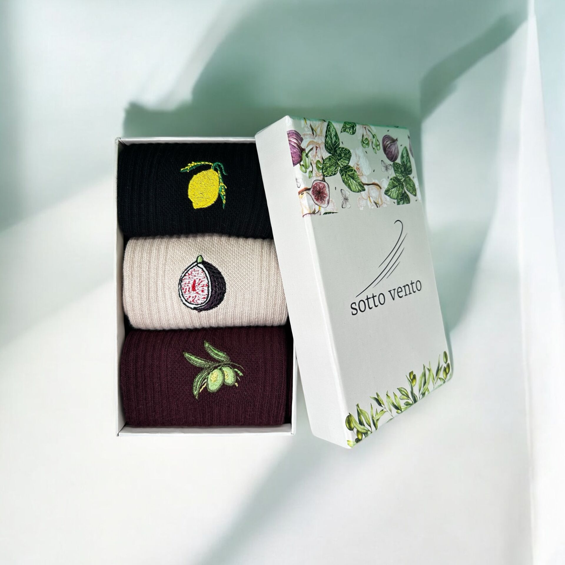 3'lü Nakış Desenli Erkek Soket Çorap - Fruits Collection